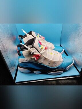 Jordan's 6 Rings White & Blue Basketball Sneakers
